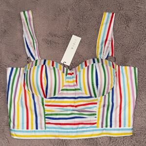 Suzanne Multicolored Stripe Beautiful Multi-Striped Bustier Top Size Large